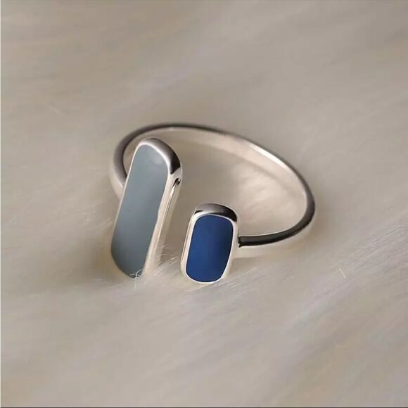 #46 Sterling Silver Adjustable Geometric Ring - Picture 1 of 4